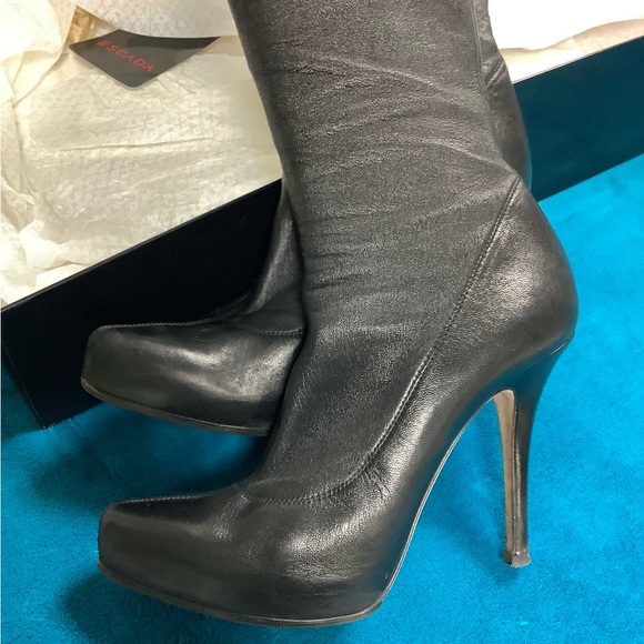 ESCADA Elastic Leather High Heel Boots - Picture 5 of 9